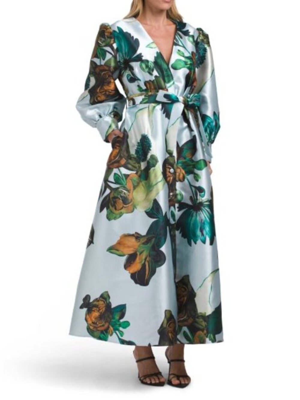 NANCY YANG Floral Mikado Gown